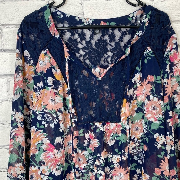 Zac & Rachel Floral Lace Boho Top size 2X - Picture 12 of 12
